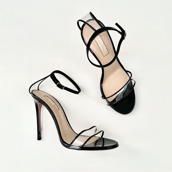 AQUAZZURA Minimalist 105 Patent PVC Heels in Black - Picture 8 of 16